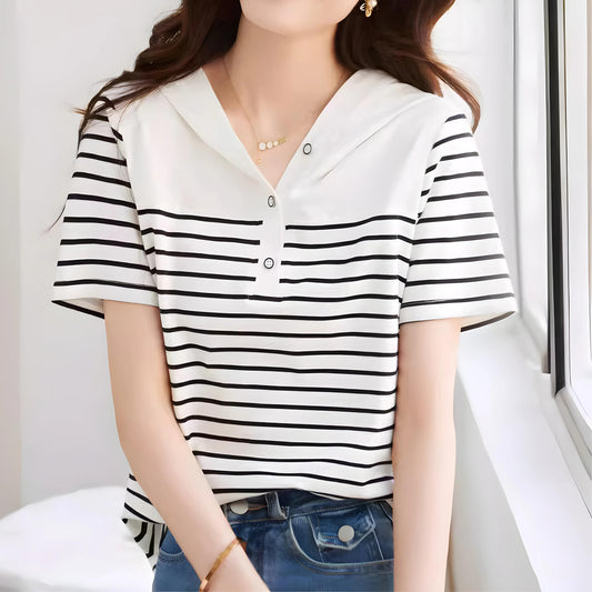 Aline Stripe Collar T-Shirt