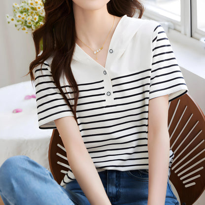 Aline Stripe Collar T-Shirt