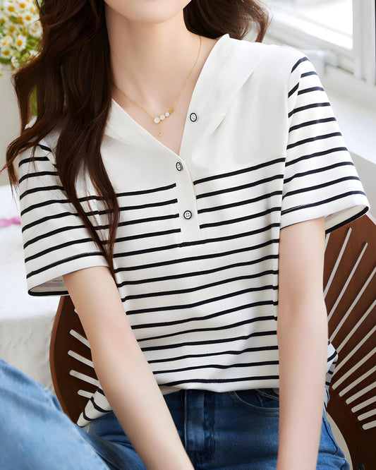 Aline Stripe Collar T-Shirt