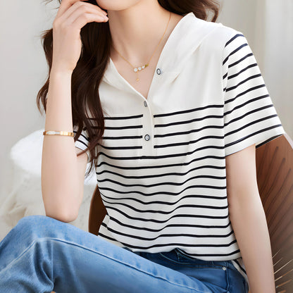 Aline Stripe Collar T-Shirt