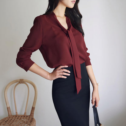Elva Drape Soft V-Neck Blouse