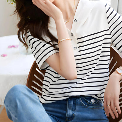 Aline Stripe Collar T-Shirt
