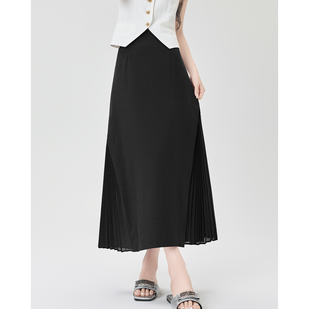 Lina Sheer Panel Midi Skirt