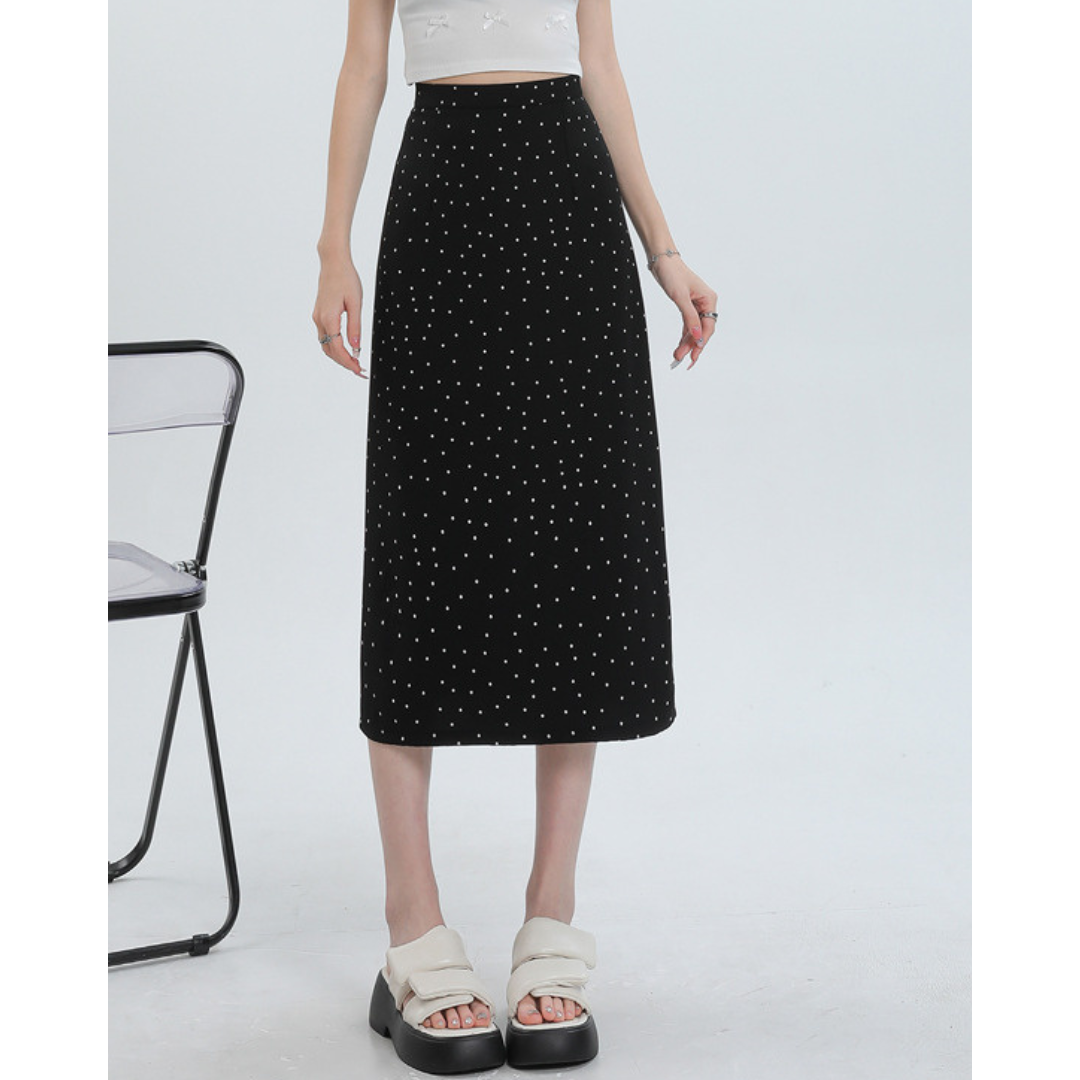 Eloise Dot Slit Midi Skirt