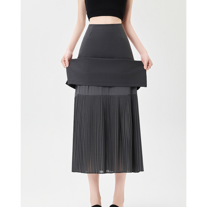 Mina Pleat Layer Midi Skirt