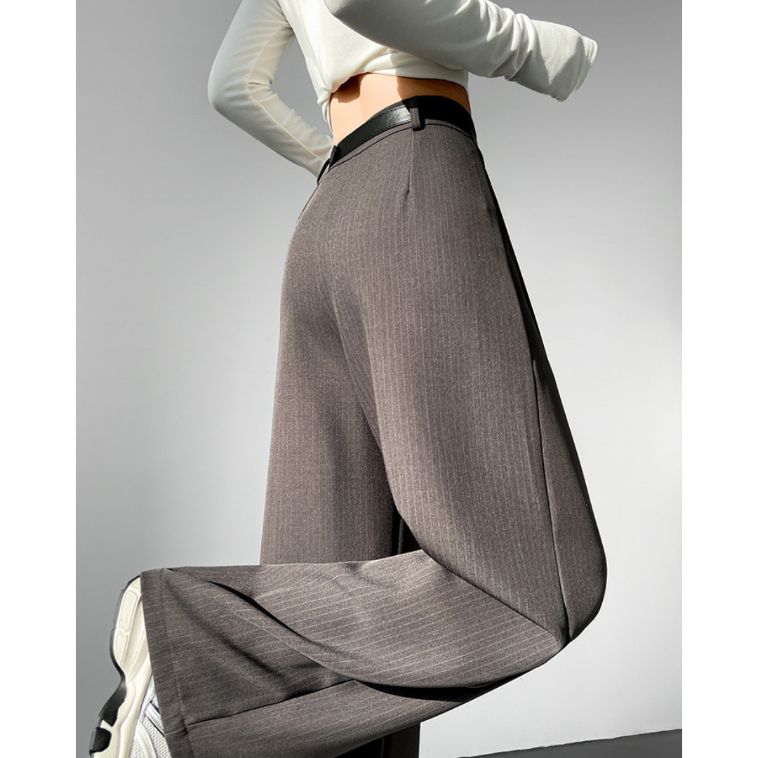 Amira Pinstripe Belted Trousers