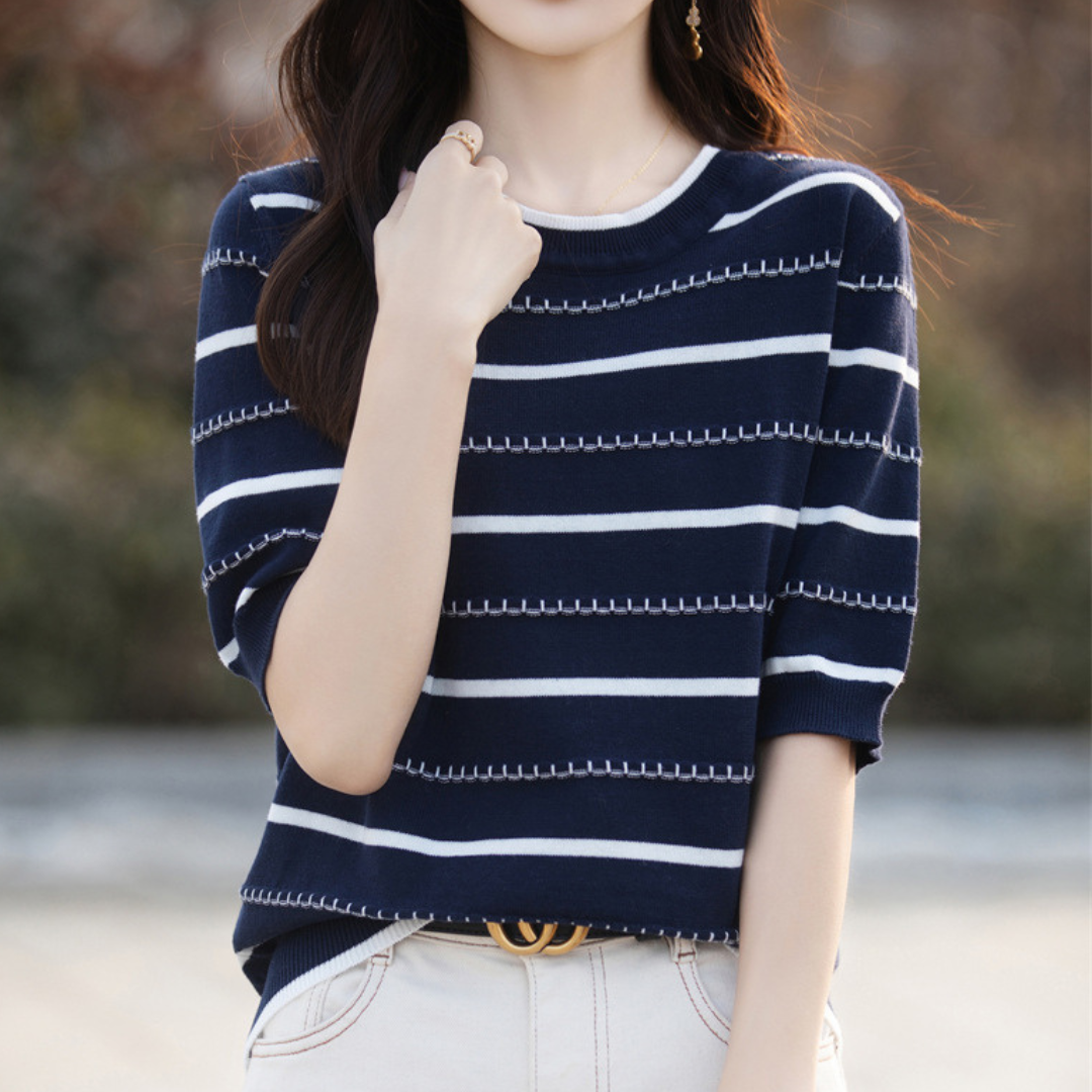 Celine Stitch Stripe Knit Top