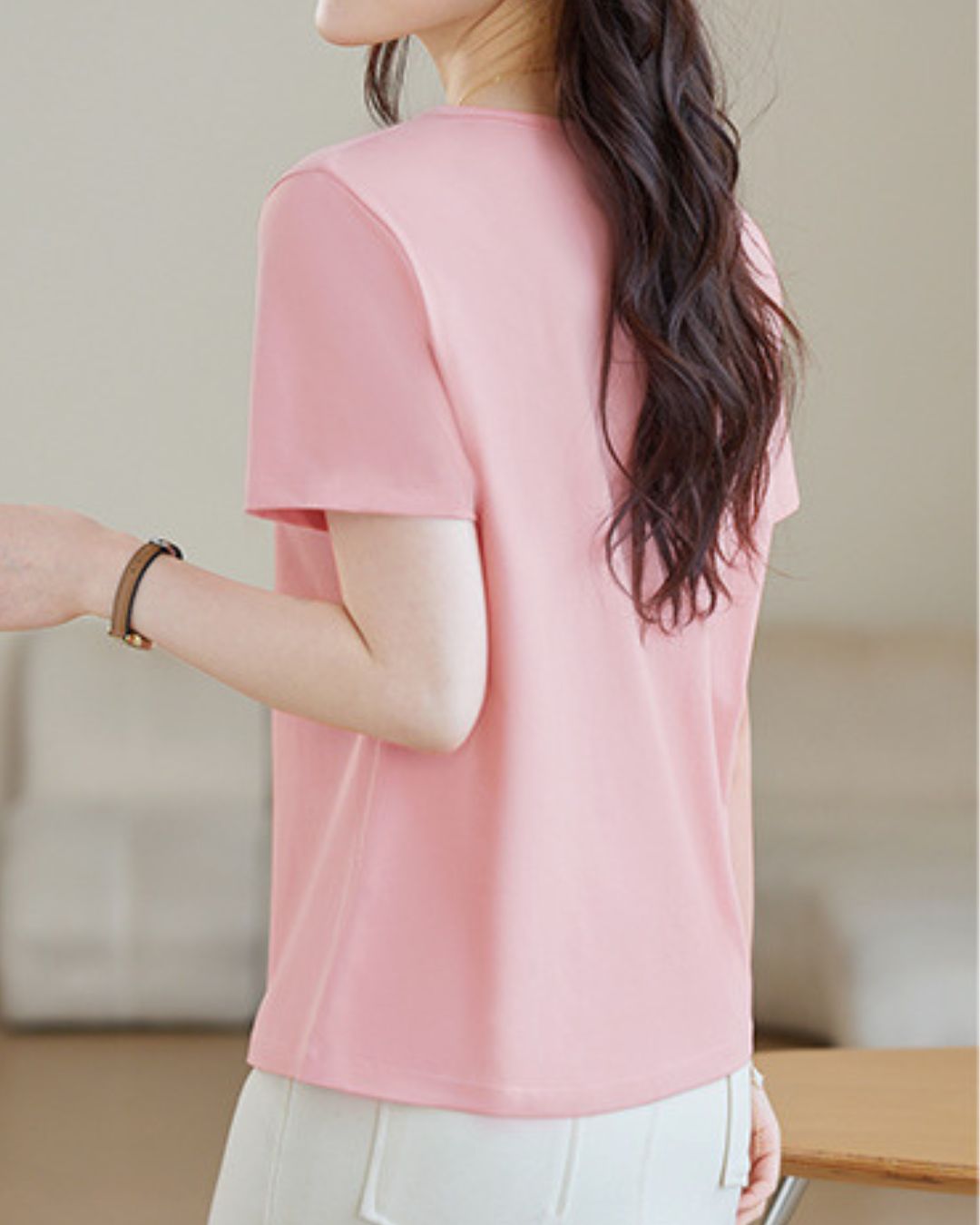 Mila Pleat Button T-Shirt