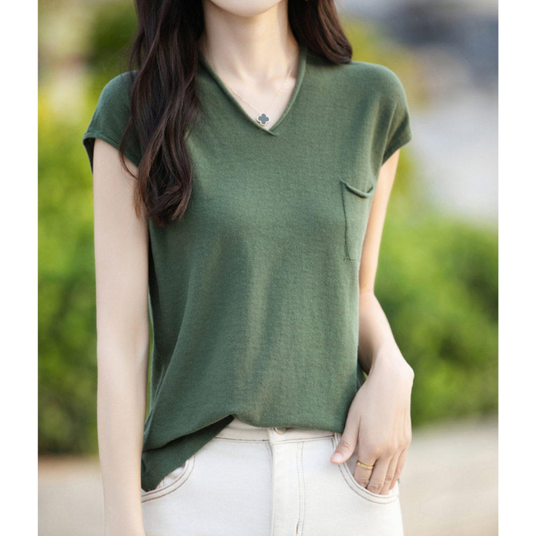 Mira Gentle V-Neck Pocket T-Shirt