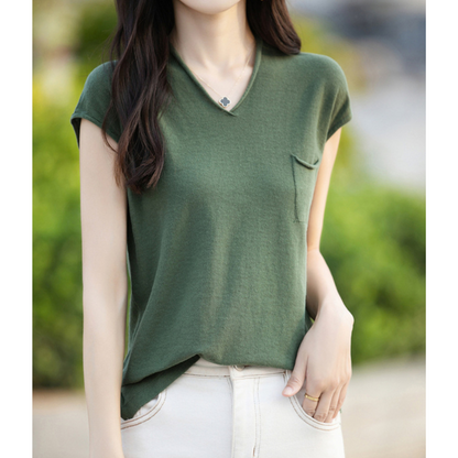 Mira Gentle V-Neck Pocket T-Shirt