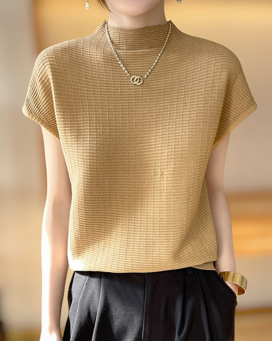 Lena Calm Ribbed Knit Tee