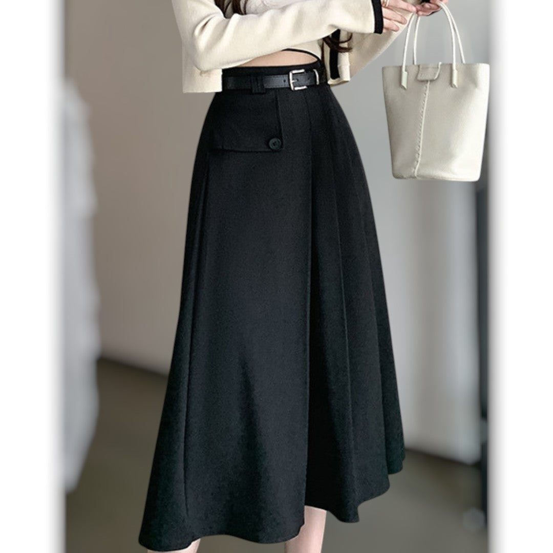 Vera Soft Pleat Belted Skirt