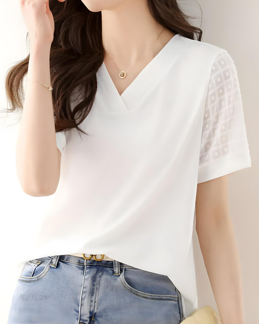 Elia Pointed Lace Sleeve T-Shirt