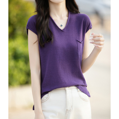 Mira Gentle V-Neck Pocket T-Shirt