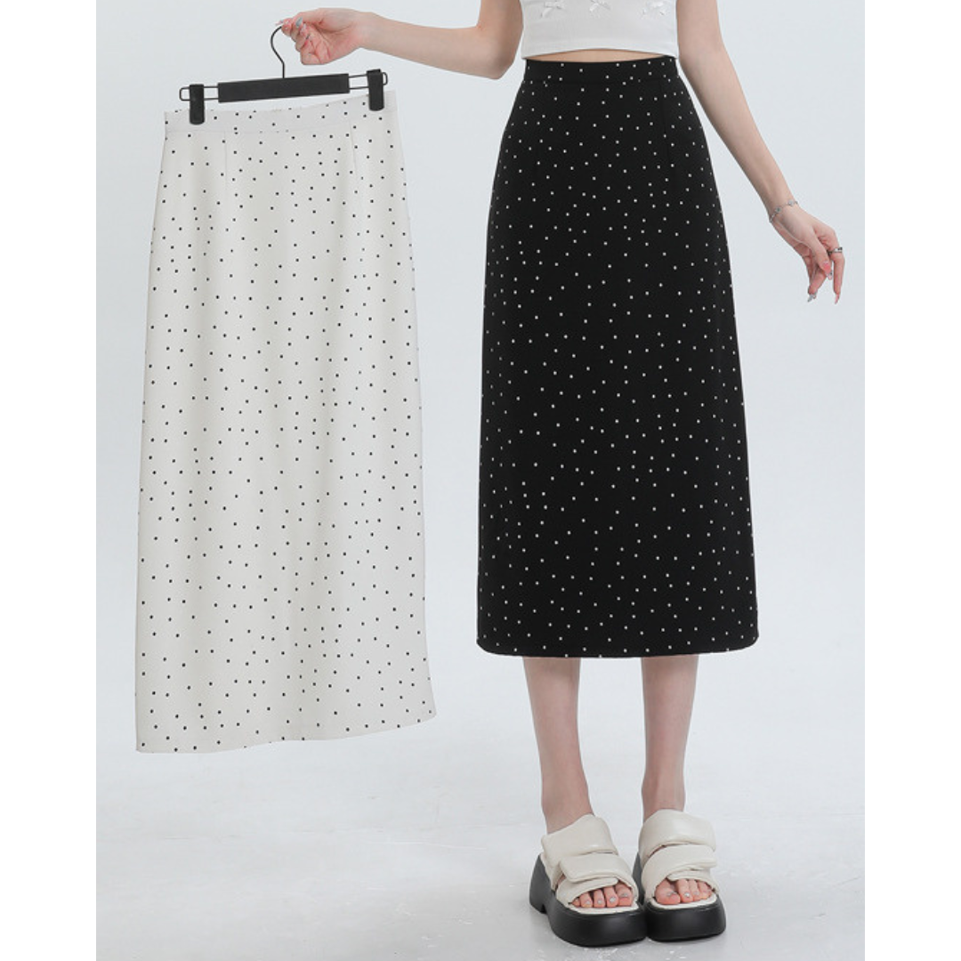 Eloise Dot Slit Midi Skirt
