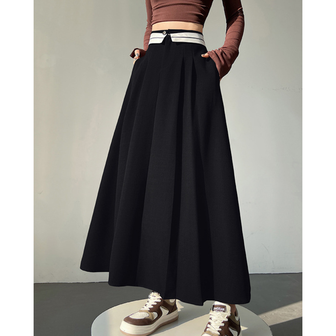 Faye Contrast Waist Flare Skirt
