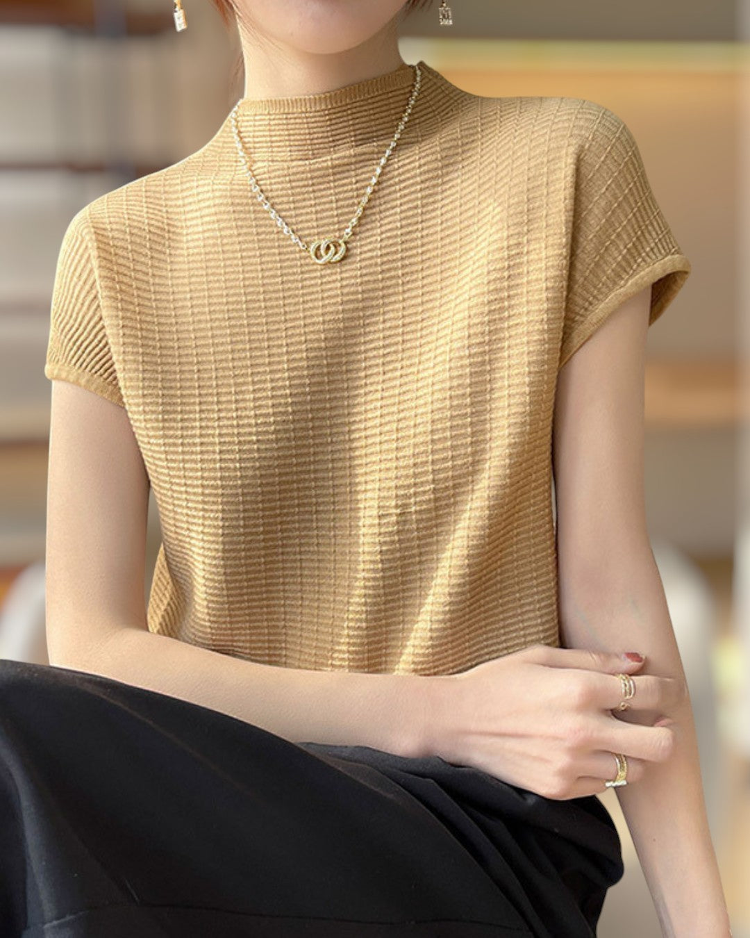 Lena Calm Ribbed Knit Tee
