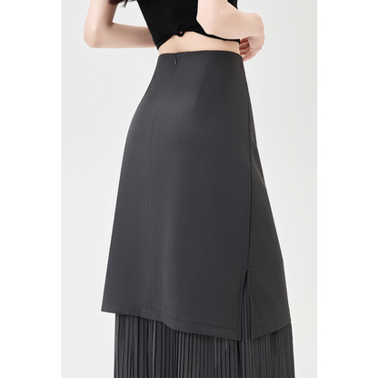 Mina Pleat Layer Midi Skirt