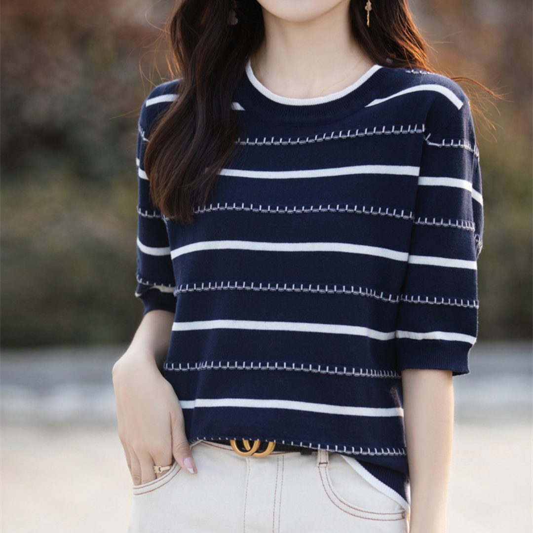 Celine Stitch Stripe Knit Top