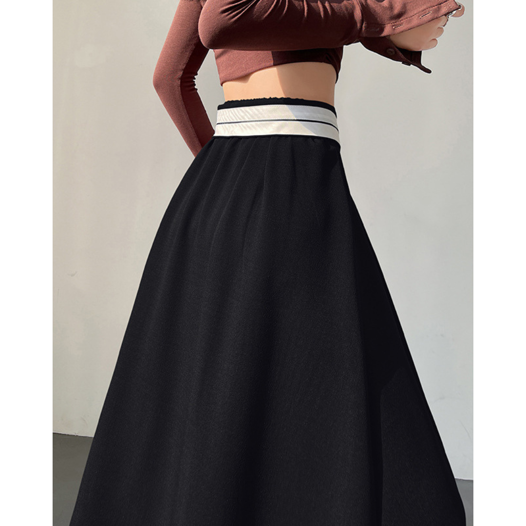 Faye Contrast Waist Flare Skirt