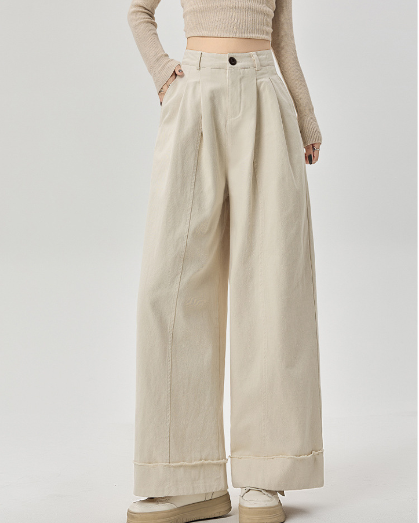 Mira Folded Wide Cotton Pants