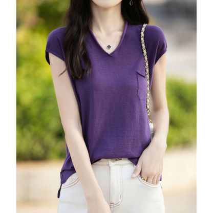 Mira Gentle V-Neck Pocket T-Shirt