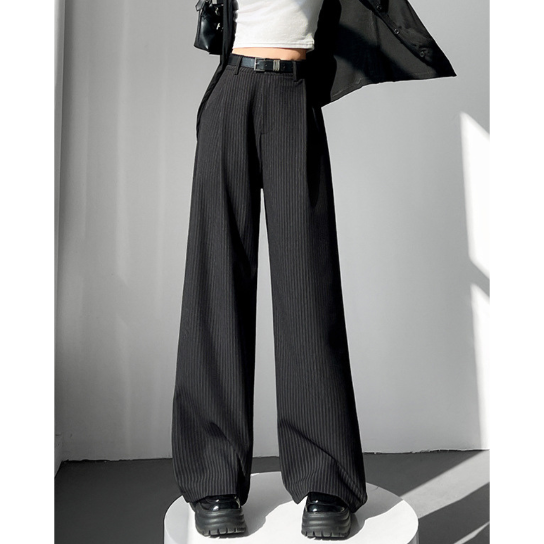Amira Pinstripe Belted Trousers