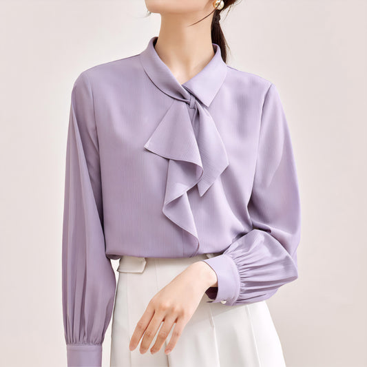 Lilac Bow Soft Blouse