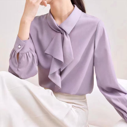 Lilac Bow Soft Blouse