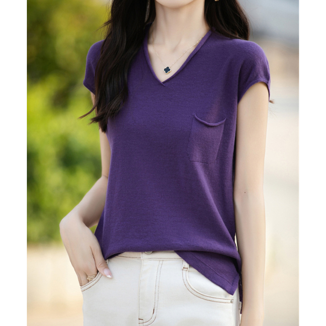 Mira Gentle V-Neck Pocket T-Shirt