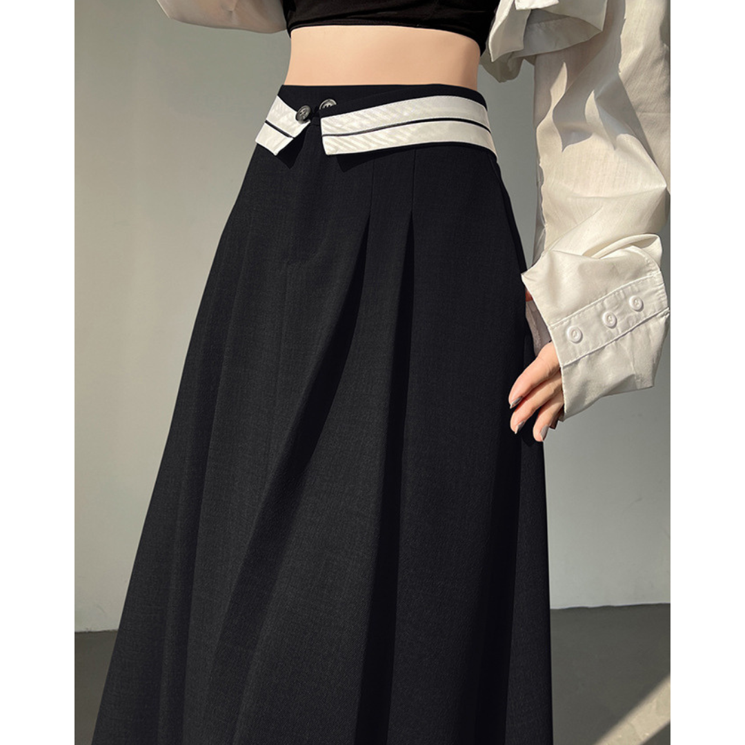 Faye Contrast Waist Flare Skirt