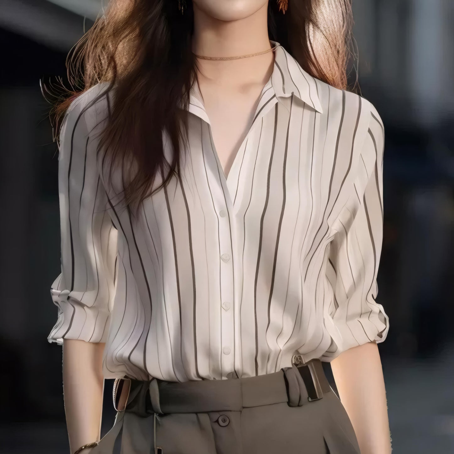 Celeste Calm Stripe Drape Shirt