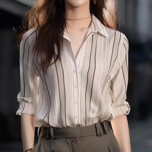 Celeste Calm Stripe Drape Shirt