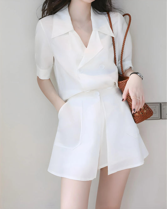 Isla Draped Collar Short Set