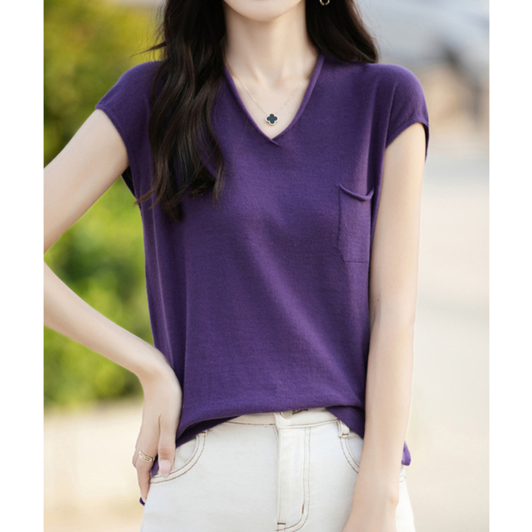 Mira Gentle V-Neck Pocket T-Shirt
