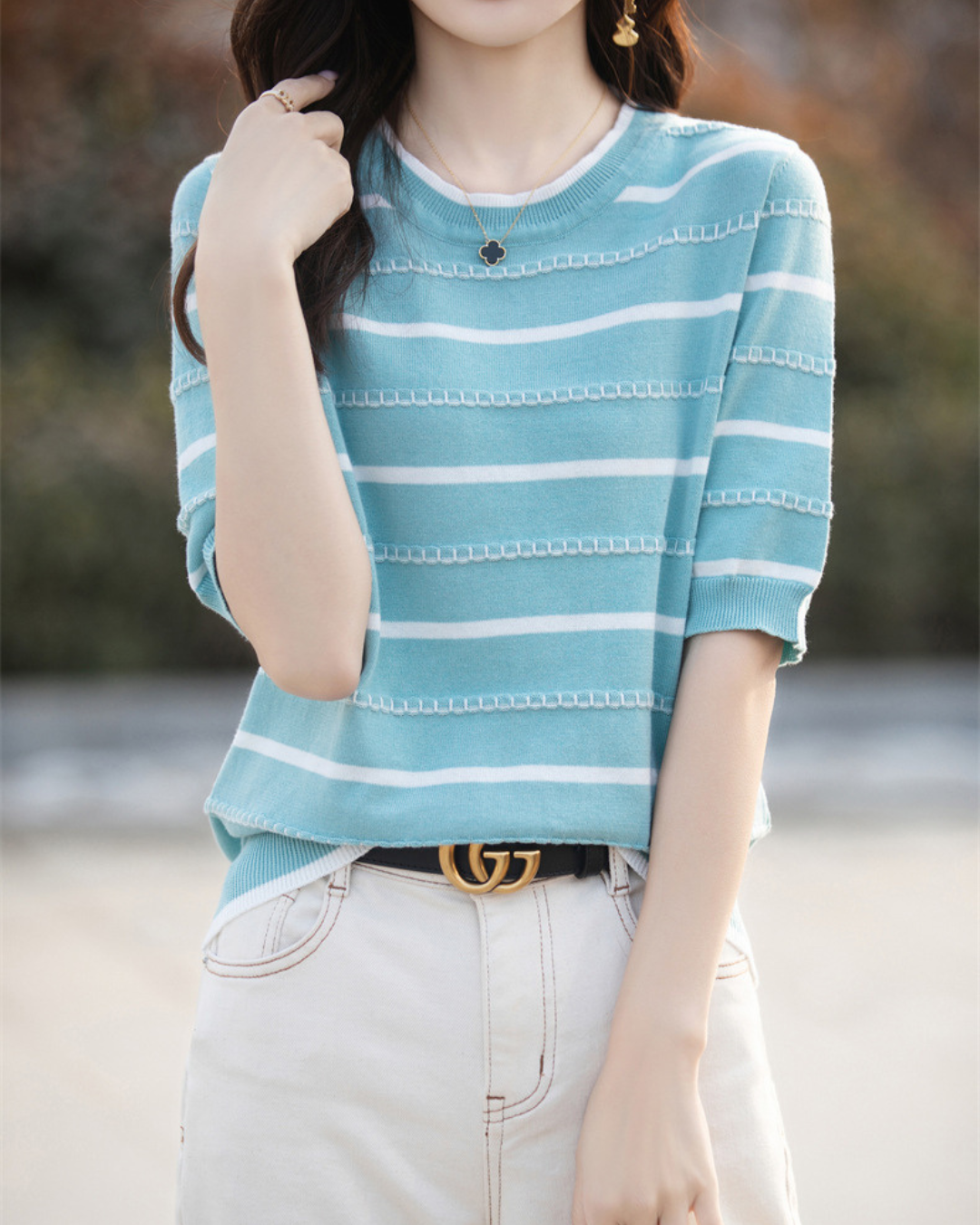 Celine Stitch Stripe Knit Top