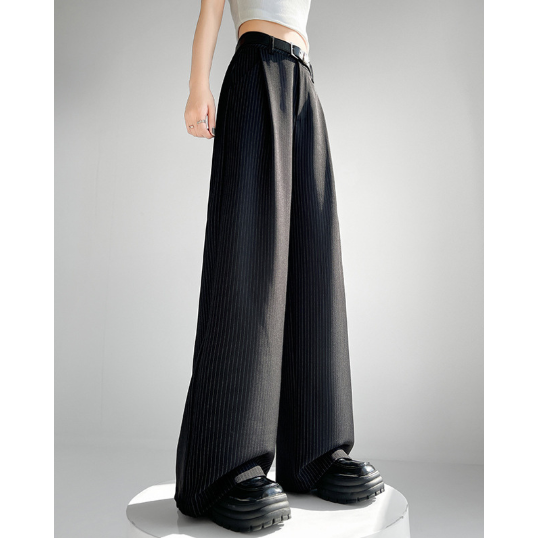 Amira Pinstripe Belted Trousers