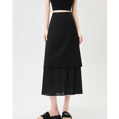 Mina Pleat Layer Midi Skirt