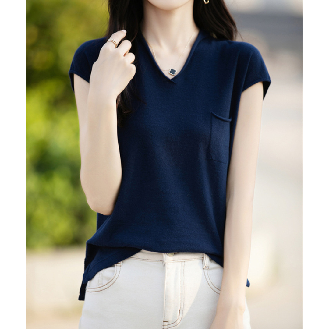 Mira Gentle V-Neck Pocket T-Shirt