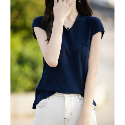 Mira Gentle V-Neck Pocket T-Shirt