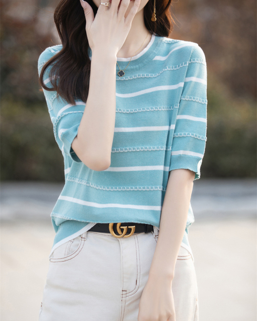 Celine Stitch Stripe Knit Top