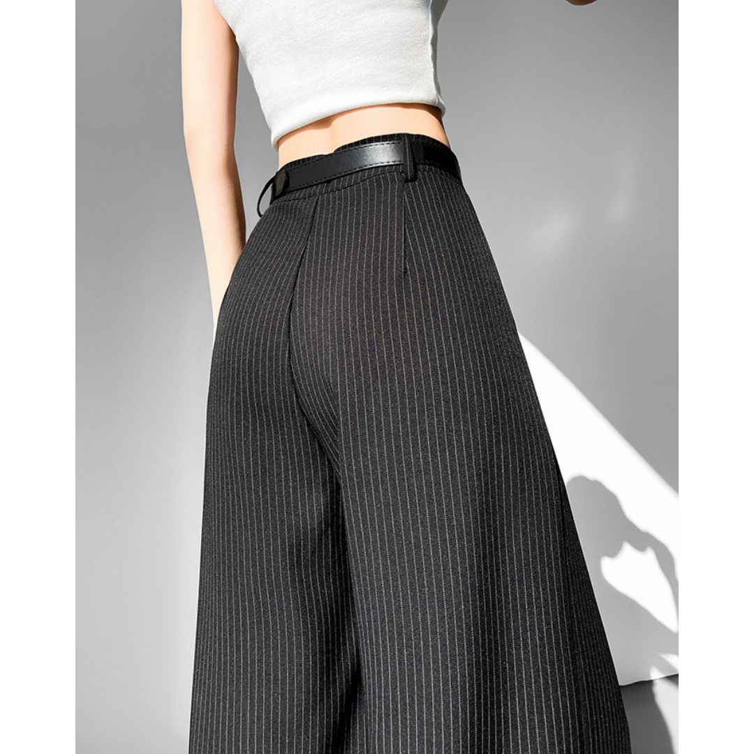 Amira Pinstripe Belted Trousers