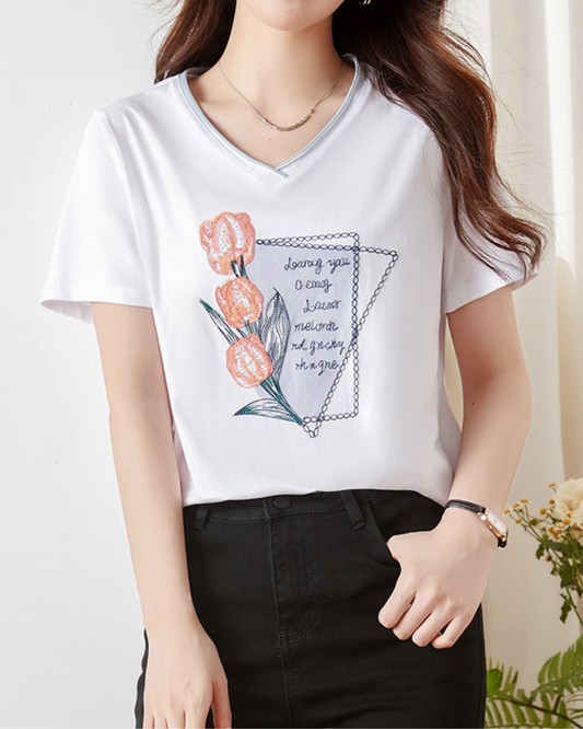 Lynette Bloom Note Cotton T-Shirt