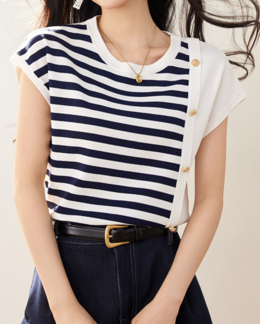 Marin Stripe Button Knit T-Shirt