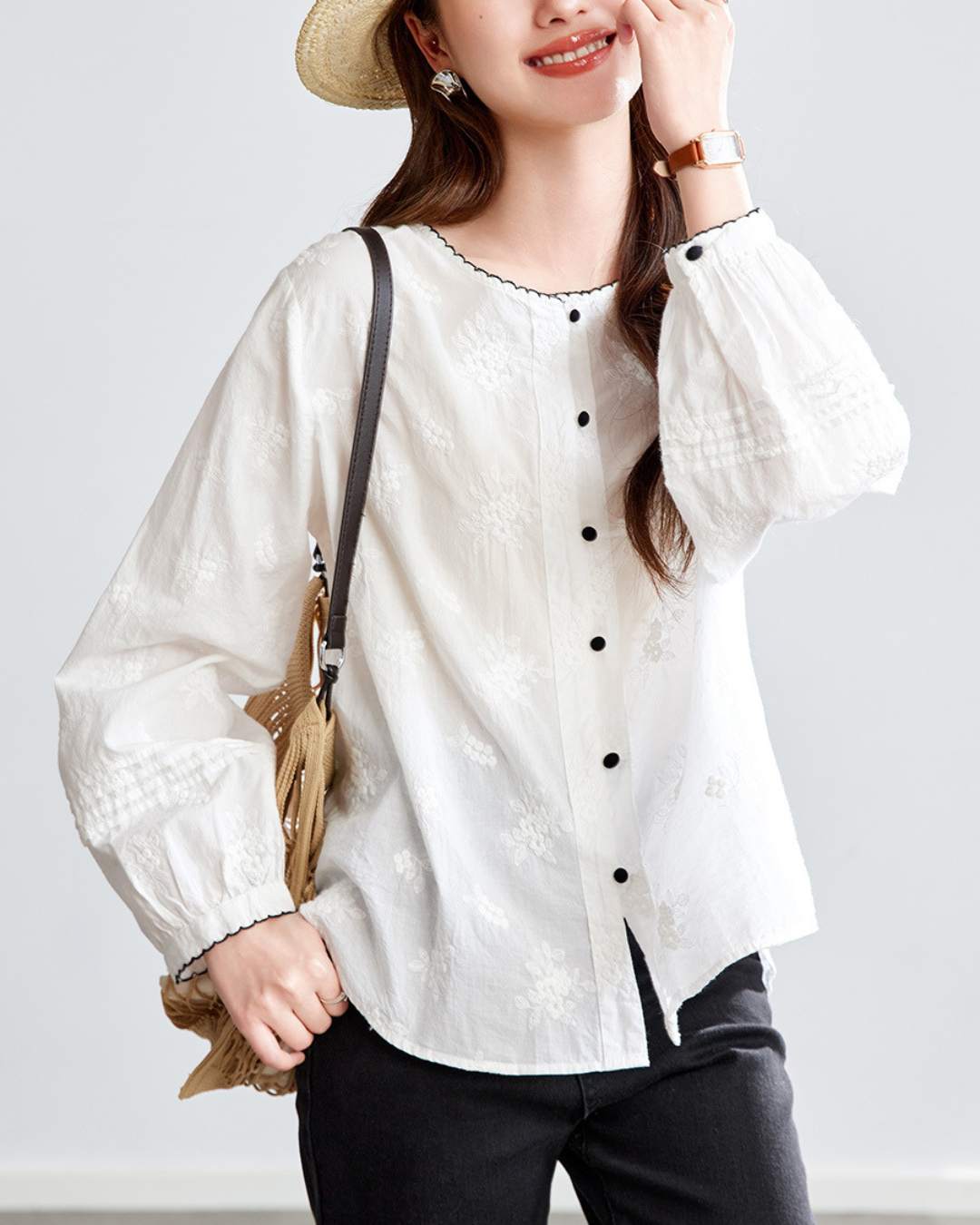 Flora Calm Trim Blouse