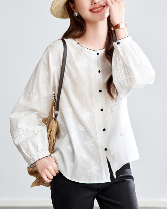 Flora Calm Trim Blouse