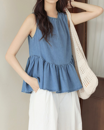 Lora Soft Tie Peplum Top