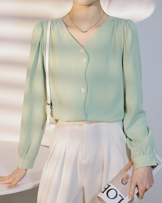 Mira Ease Wave Button Blouse