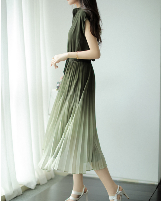 Isla Flow Ombre Pleat Dress