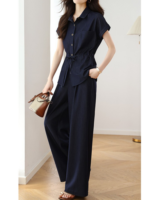 June Ease Denim Wide Set
